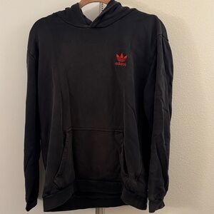 Adidas Men's Black Hoodie with Red Logo